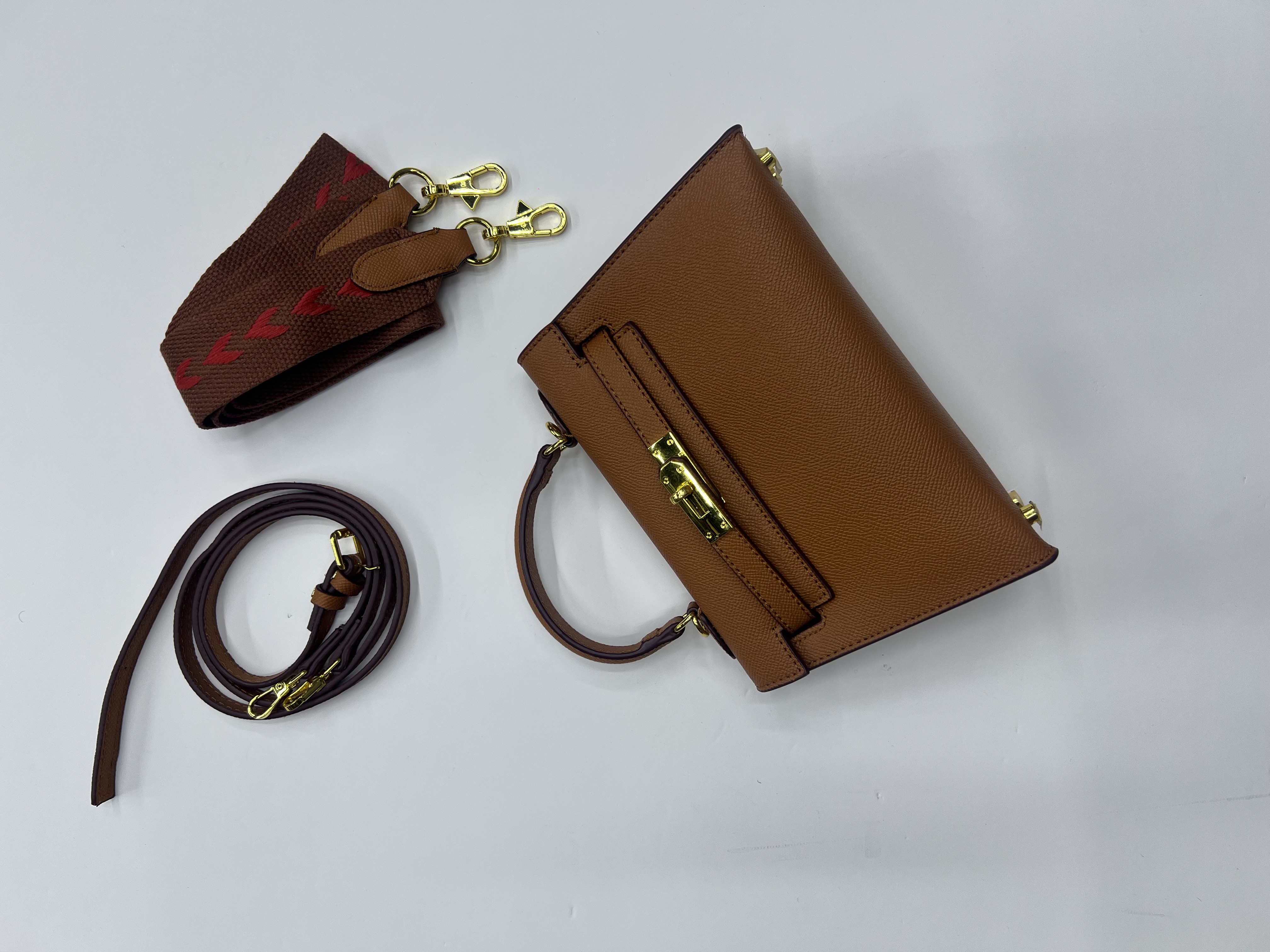 کیف دستی و دوشی زنانه مدل هرمس Kelly Mini  با بند طرحدار