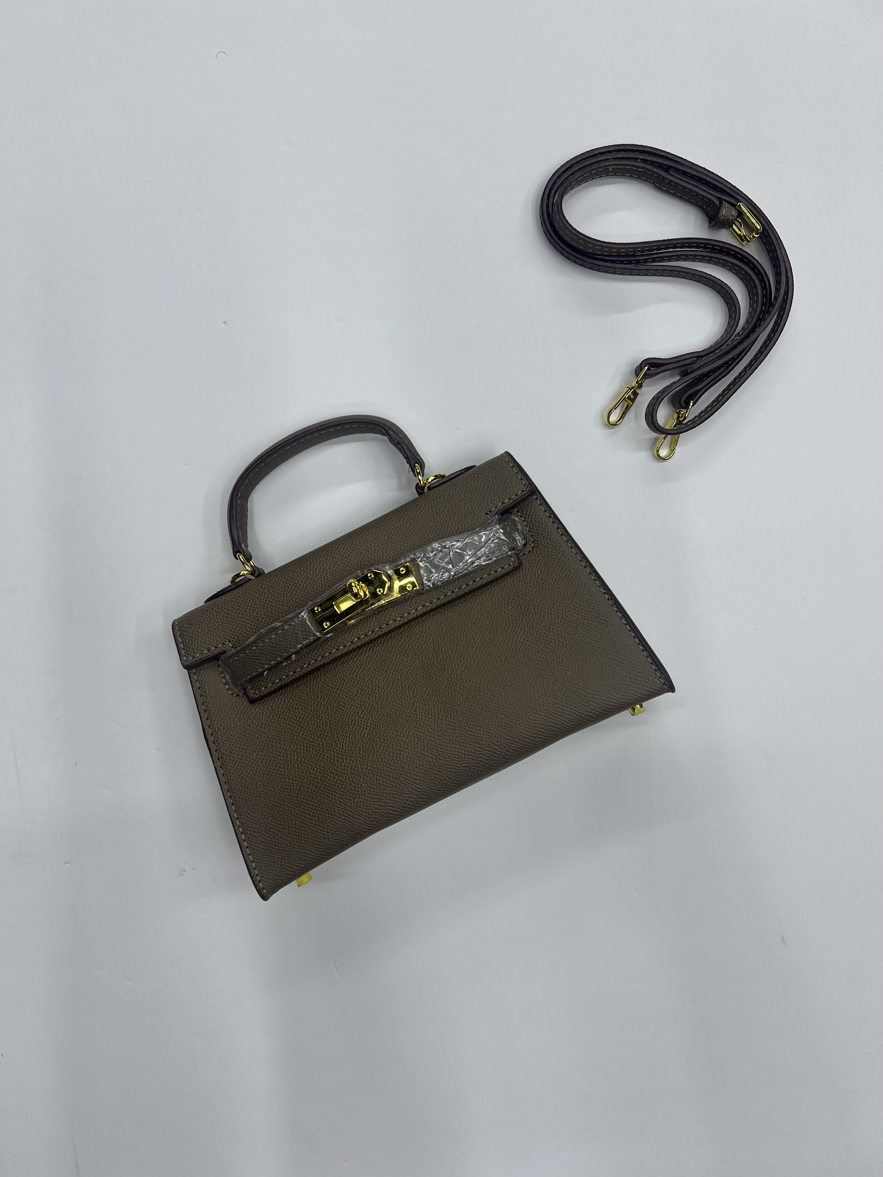 کیف دستی و دوشی زنانه مدل هرمس Kelly Mini  با بند طرحدار